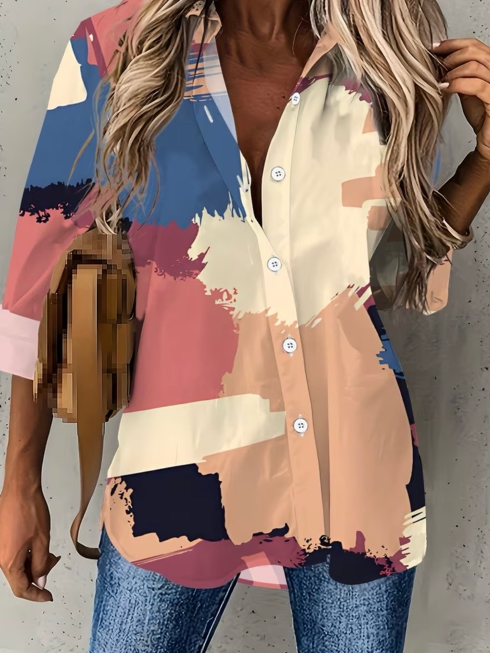 NWT Abstract Brushstroke Multicolored Button-Up Shirt